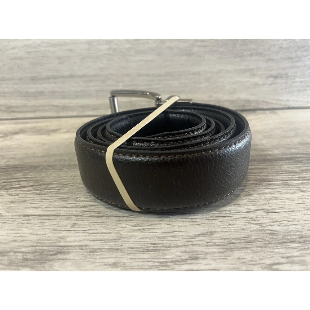 Dockers Synthetic Leather Dress Belt Mens Large 38-40 Black Silver Buckle‎